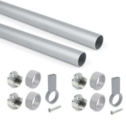 Kit tube de penderie circulaire Ø28, L 1150 mm, Anodisé mat de marque EMUCA, référence: B7226200