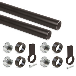 Kit tube de penderie circulaire Ø28, L 1150 mm, Peint en moka de marque EMUCA, référence: B7226300