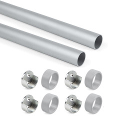 Kit tube de penderie circulaire Ø28, L 750 mm, Anodisé mat de marque EMUCA, référence: B7226500