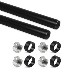 Kit tube de penderie circulaire Ø28, L 750 mm, Peint en noir de marque EMUCA, référence: B7226700