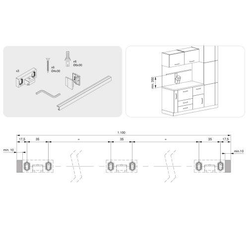 Lot de 5 crochets de suspension de cuisine Titane - EMUCA