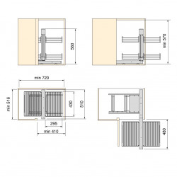Meuble d'angle articulé Suprastar pour meubles de cuisine, Chromé - EMUCA