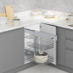 Meuble d'angle articulé Suprastar pour meubles de cuisine, Chromé - EMUCA