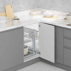 Meuble d'angle articulé Suprastar pour meubles de cuisine, Chromé - EMUCA
