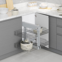 Meuble d'angle articulé Suprastar pour meubles de cuisine, Chromé - EMUCA