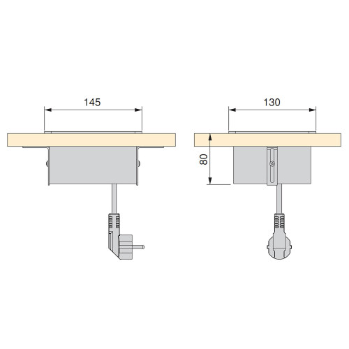 Multiconnecteur Atom 14 pour bureau, 145 x 130 mm, Peint en aluminium - EMUCA