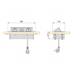 Multiconnecteur Atom 26 Lite pour bureau, 265 x 120 mm, Peint en aluminium - EMUCA