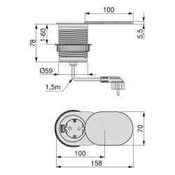 Multiconnecteur Vertikal Flat 60 avec couvercle coulissant - EMUCA