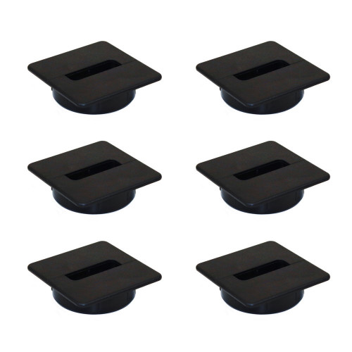 Lot de 6 passes-câble de table Plastwin, Plastique noir - EMUCA