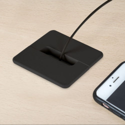 Lot de 6 passes-câble de table Plastwin, Plastique noir - EMUCA