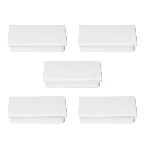 Lot de 5 passes-câbles pour table Plasquare 1, Plastique blanc - EMUCA