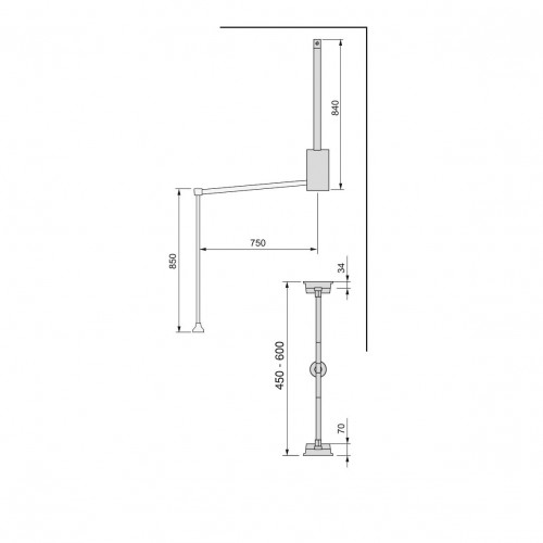 Penderie rabattable pour armoire Hang, 452 - 600 mm, Peint en noir - EMUCA