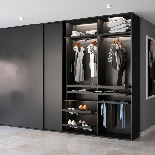 Penderie rabattable pour armoire Hang, 452 - 600 mm, Peint en noir - EMUCA