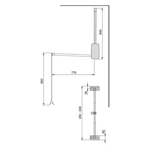 Penderie rabattable pour armoire Sling, 452 - 600 mm, Titane    - EMUCA