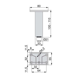 Pied pour meubles Smartfeet 1, réglable, Plastique, H 100 mm Central, Peint en blanc - EMUCA