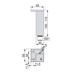 Pied pour meubles Smartfeet 1, réglable, Plastique, H 100 mm Coin, Chromé - EMUCA