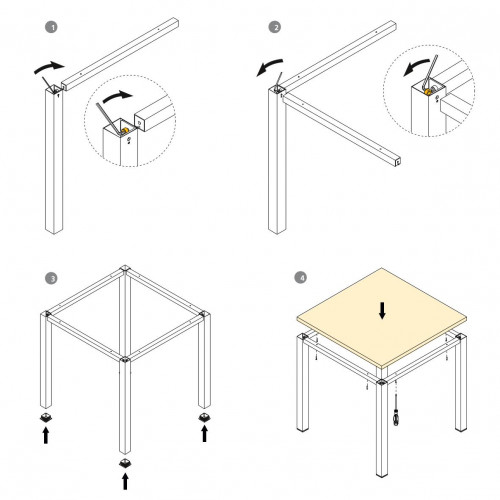 Pieds carrés et cadre de table, 50x50mm, 750 x 750 mm, Peint en blanc - EMUCA