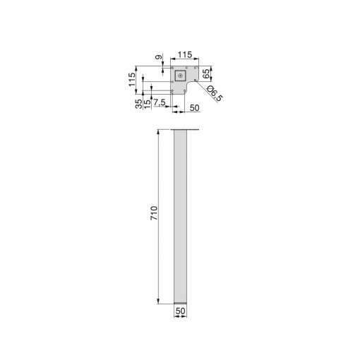 Pieds carrés pour table, 50x50mm, Peint en blanc - EMUCA