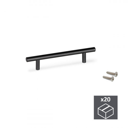 Lot de 20 poignées pour meuble Miami, 192 mm, Peint en noir - EMUCA