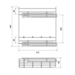 Porte-bouteilles coulissant Suprastar avec fermeture en douceur, Module 150 mm, Chromé - EMUCA