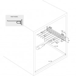 Porte-pantalons Self à montage latéral pour armoire, Droite, Chromé - EMUCA