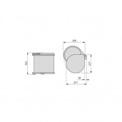 Poubelle de recyclage à fixation sur porte et conteneur de 13L, Acier inoxydable - EMUCA