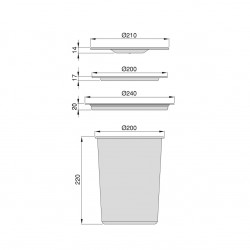 Poubelle encastrable Recycle pour plan de travail de cuisine, 6 Litres, Acier inoxydable - EMUCA