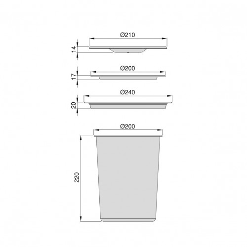 Poubelle encastrable Recycle pour plan de travail de cuisine, 6 Litres, Acier inoxydable - EMUCA