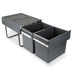 Poubelles de recyclage pour la cuisine, 2 x 15 L, fixation inférieure manuel - EMUCA