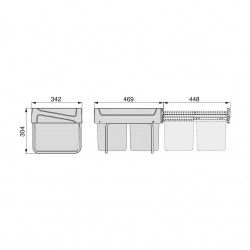 Poubelles de recyclage pour la cuisine, 2 x 15 L, fixation inférieure manuel - EMUCA