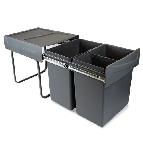 Poubelles de recyclage Recycle pour la cuisine, 2 x20 L, fixation inférieure manuel - EMUCA