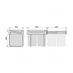 Poubelles de recyclage Recycle pour la cuisine, 2 x20 L, fixation inférieure manuel - EMUCA