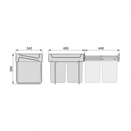 Poubelles de recyclage Recycle pour la cuisine, 2 x20 L, fixation inférieure manuel - EMUCA