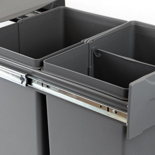 Poubelles pour tiroir de cuisine Recycle, Hauteur 266, 1x15, Plastique gris  antracite, Plastique.