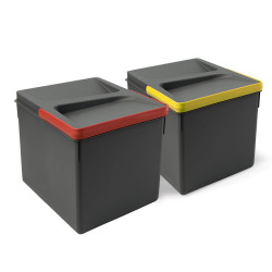 Poubelles pour tiroir de cuisine Recycle, Hauteur 216, 2 x 12 litres, gris de marque EMUCA, référence: B7247600