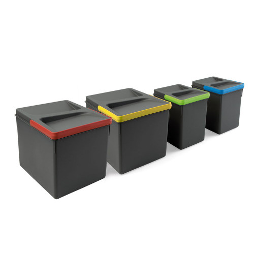 Poubelles pour tiroir de cuisine Recycle, Hauteur 216, 2x12 litres + 2x6 litres - EMUCA