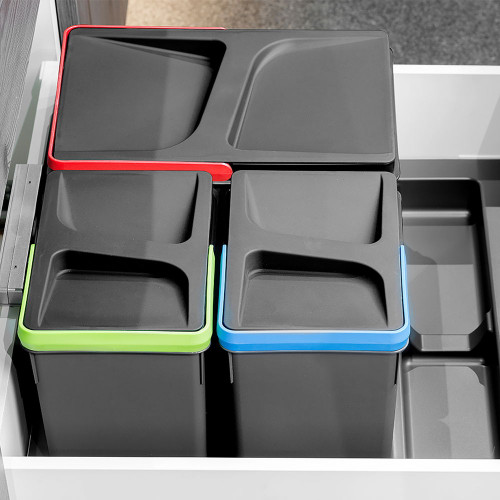 Poubelles pour tiroir de cuisine Recycle, Hauteur 266, 1 x 15 litres, gris - EMUCA