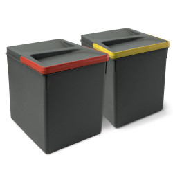 Poubelles pour tiroir de cuisine Recycle, Hauteur 266, 2 x 15 litres, gris de marque EMUCA, référence: B7248100