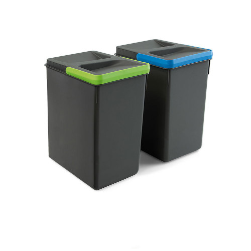 Poubelles pour tiroir de cuisine Recycle, Hauteur 266, 2 x 7 litres, gris - EMUCA