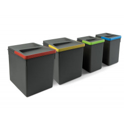 Poubelles pour tiroir de cuisine Recycle, Hauteur 266, 2x15 litres + 2x7 litres - EMUCA