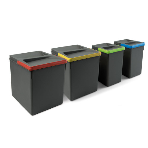 Poubelles pour tiroir de cuisine Recycle, Hauteur 266, 2x15 litres + 2x7 litres - EMUCA