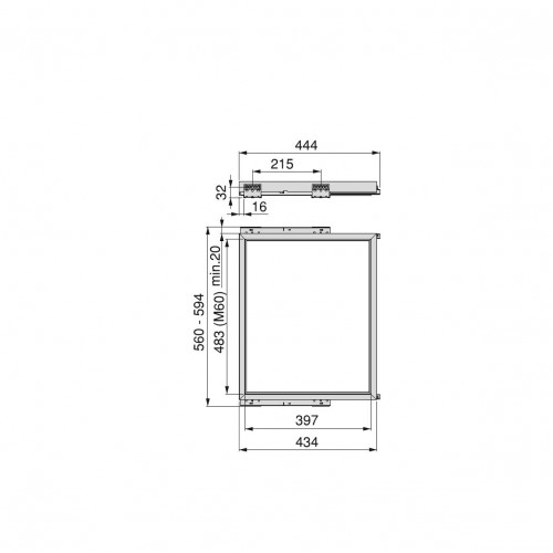 Rack avec glissières à fermeture douce, armoire Hack, 564 - 598 (Module 600mm) - EMUCA