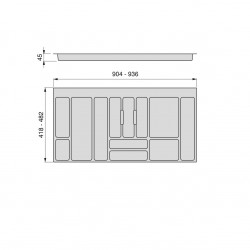 Range-couvert Optima Universal, M100 936x482 mm, gris - EMUCA