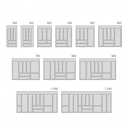 Range-couvert Optima Universal, M100 936x482 mm, gris - EMUCA