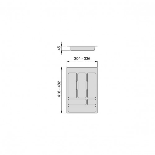 Range-couvert Optima Universal, M40 336x482 mm, Plastique gris - EMUCA