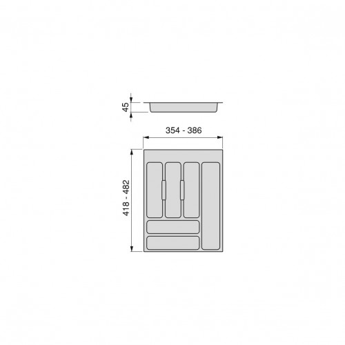 Range-couvert Optima Universal, M45 386x482 mm, Plastique gris - EMUCA