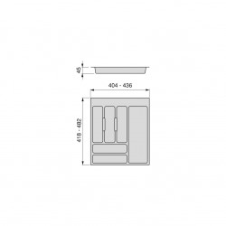 Range-couvert Optima Universal, M50 436x482 mm, Plastique gris - EMUCA