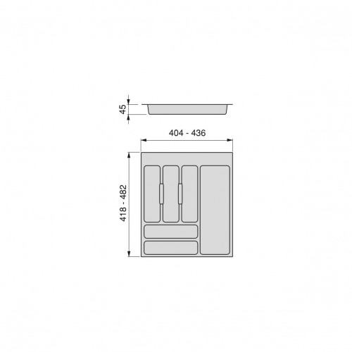 Range-couvert Optima Universal, M50 436x482 mm, Plastique gris - EMUCA