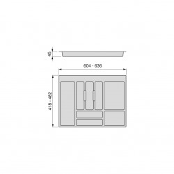 Range-couvert Optima Universal, M70 636x482 mm, Plastique gris - EMUCA