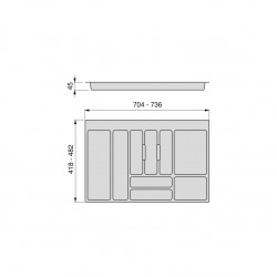 Range-couvert Optima Universal, M80 736x482 mm, Plastique gris - EMUCA